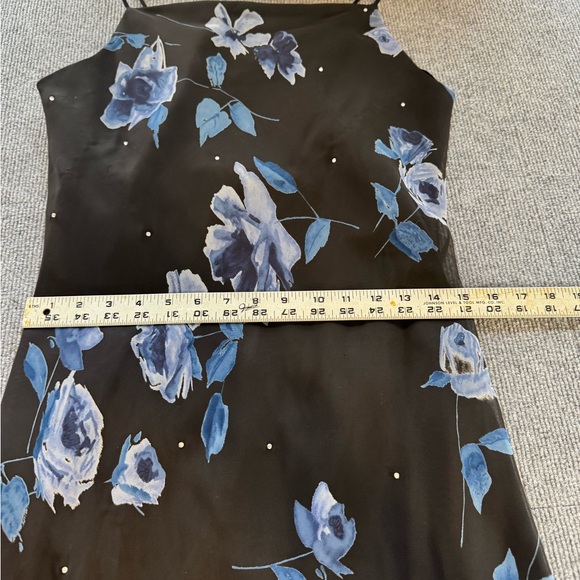 Vtg Y2K Betsy & Adam Black Blue Floral Prom Gown | 14 | Ethereal Fairy - Picture 10 of 12